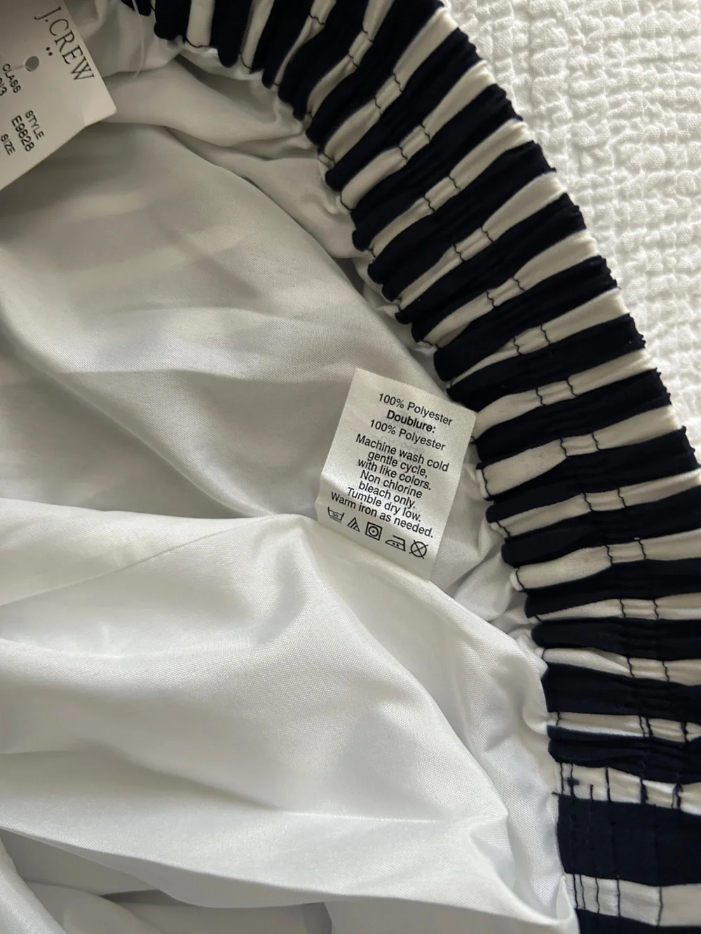 NWT J. Crew Factory Navy and White Vertical Stripe A-Line Skirt